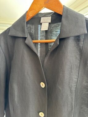 Sigrid Olsen Button-Front Women's Shirt/Jacket, 3/4 Sleeves, Fitted, Linen